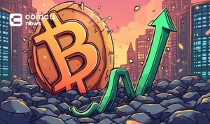 bitcoin rise dollar fall cityscape